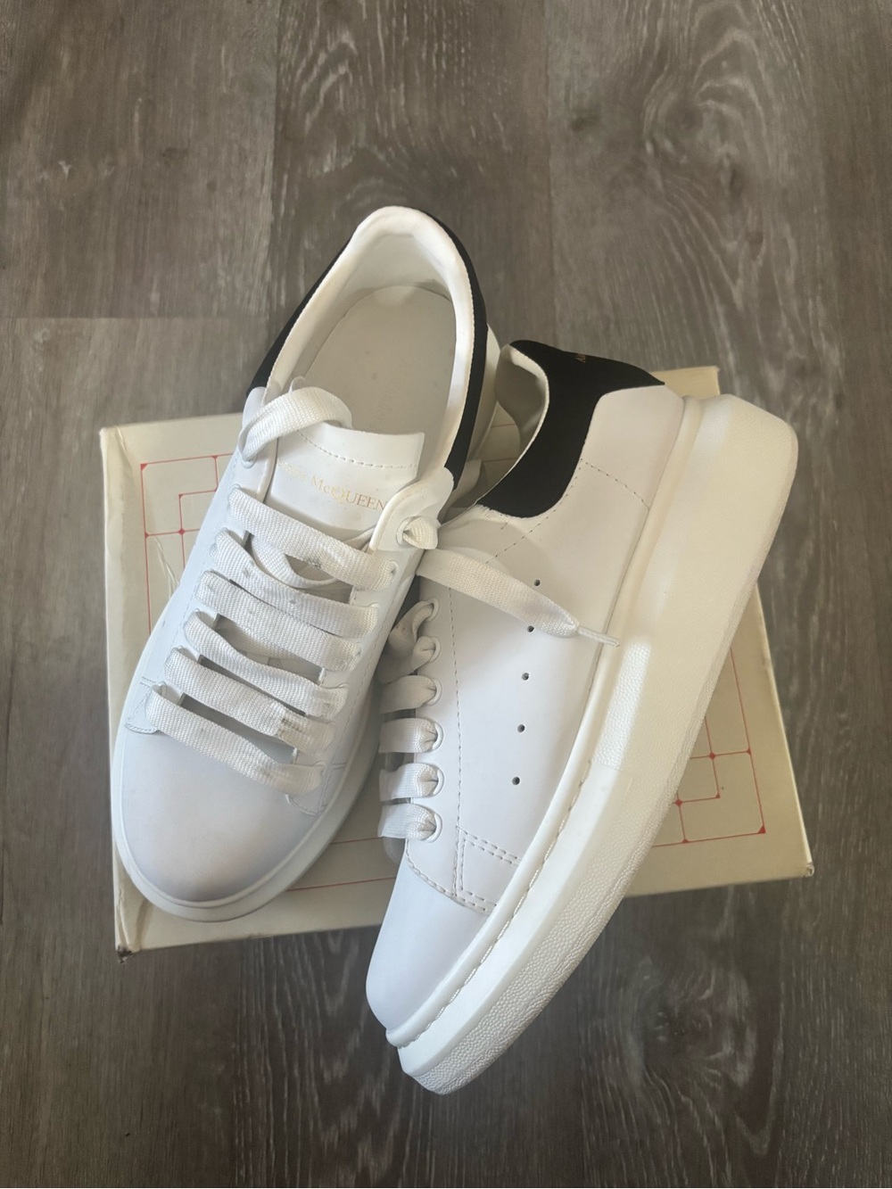 Alexander McQueen White Sneakers with Black Heel